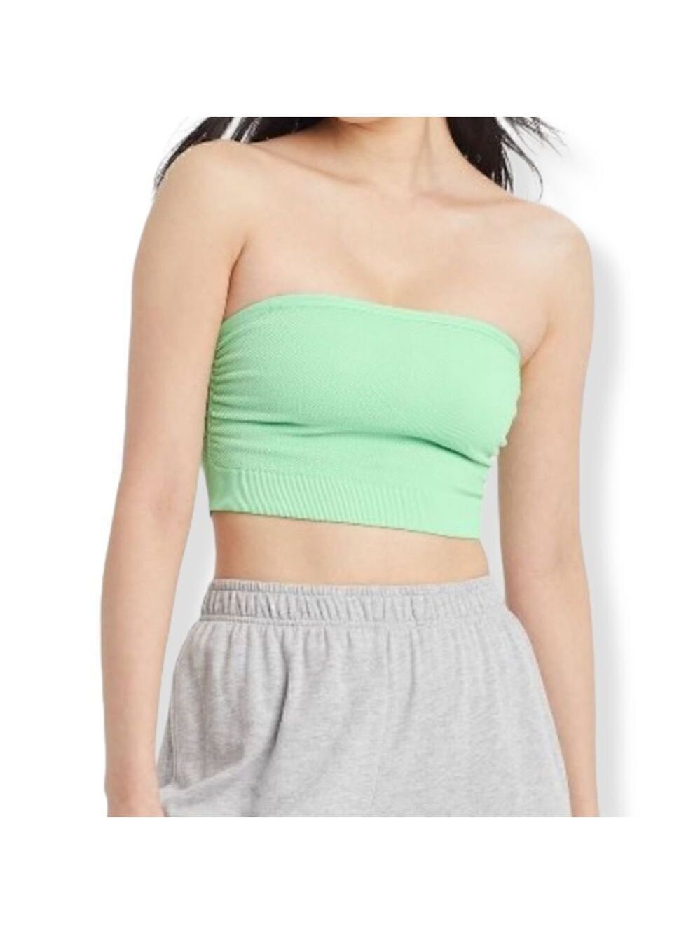 Colsie Ruched Ribbed Bandeau Bralette Large